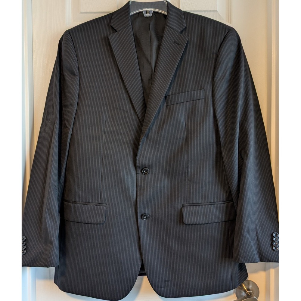 Michael Kors Blazer Sport Coat Men's 42L Wool Black Pinstripe (faint) 2 Button